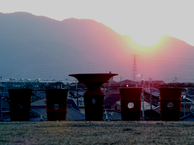 石塚古墳から見る落日