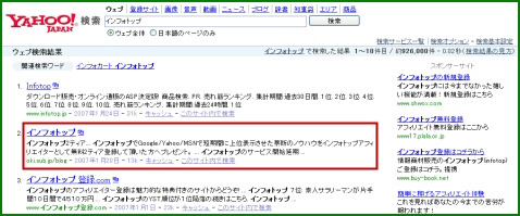 インフォトップ Yahoo結果