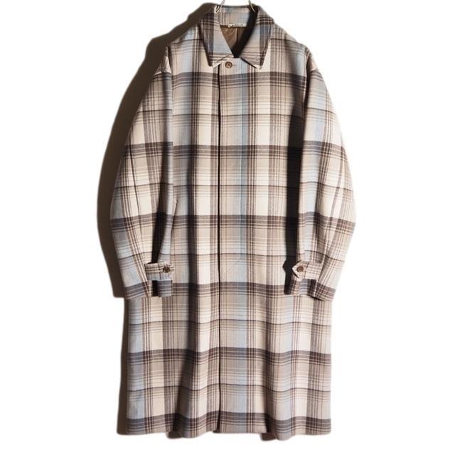 AURALEE WOOL CHECK MELTON LONG COAT