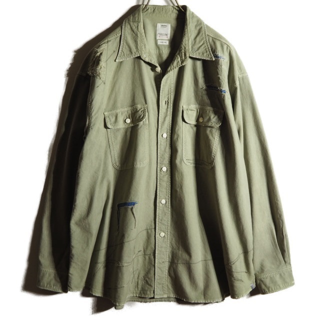 visvim grand river L/S crash khaki 美品 3