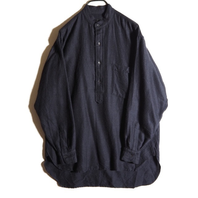 COMOLI コモリ ウールシルク プルオーバーシャツ ネイビー 1 / Wool ...