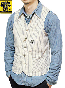 SUGAR CANE SC13022 【 11.5oz. 】 WHITE WABASH WORK VEST [ FICTION 