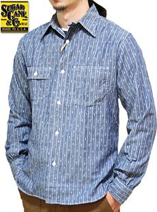 SUGAR CANE 奬 եޥ󥹡SC26530 5oz.  CHAMBRAY PRINT STRIPE WORK SHIRTS [ FICTION ROMANCE ] ֥졼ץȥȥ饤ץ