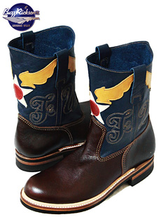 バズリクソンズ パッチワーク 刺繍ワッペン カウレザー エンジニアブーツ US9 バズリクソンズ パッチワーク 刺繍ワッペン カウレザー