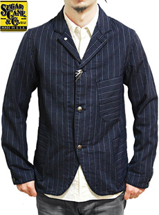 SUGAR CANE SC13255 【 8oz. 】 INDIGO STRIPE WORK JACKET [ FICTION ...