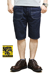 SUGAR CANE 奬 FICTION ROMANCE եޥ󥹡SC51445 9oz.  WABASH STRIPE 8POCKETS ZIP FLY SHORTS Хå她ȥ饤ץ硼ġåץե饤