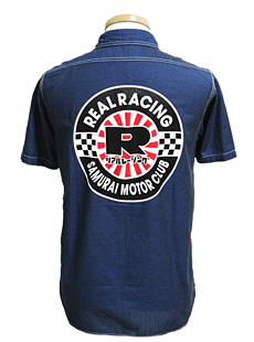 【未使用】サムライモータークラブ REALRACING 半袖ワークシャツ S 黒 SAMURAI JEANS×REAL RACING SMWS15-S02 半袖カスタムワークシャツ