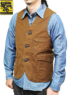 SUGAR CANE 奬SC13416 13oz.  BROWN CANVAS HUNTING WORK VEST ֥饦󥭥Хϥƥ󥰥٥