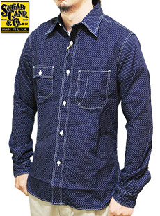 SUGAR CANE 奬  FICTION ROMANCEեޥ󥹡SC27077 4.5oz.  INDIGO POLKA DOT WORK SHIRT ǥݥ륫ɥåȥ