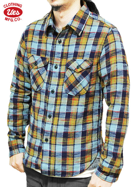 1T6682/新品 UES 先染スラブネルシャツ ウエス