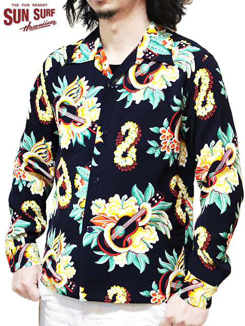 【アロハシャツ】SUN SURF 長袖シャツ サイズS SUN SURF サンサーフ 長袖アロハシャツ SS29402 CORAL HIBISCUS