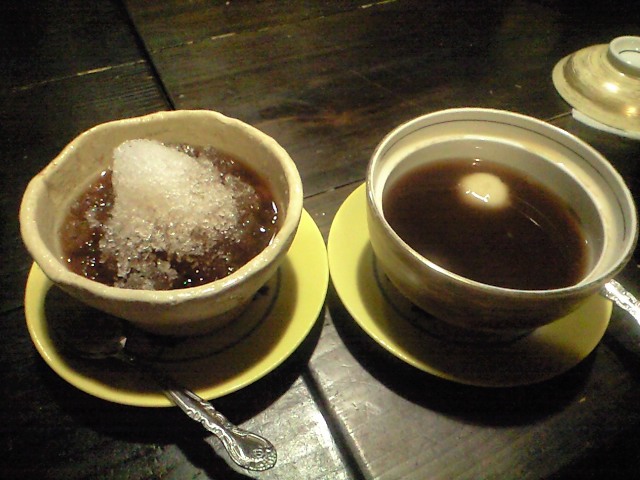 最後に甘味:黒糖のぜんざいHOT&ICE