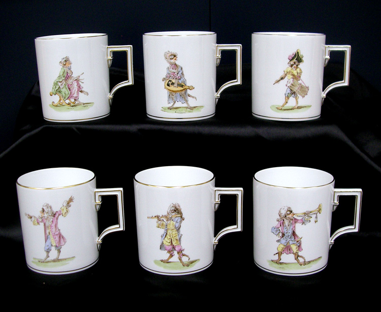 マイセン【猿の楽隊マグカップ6柄セット】世界限定100セットのみ証明書