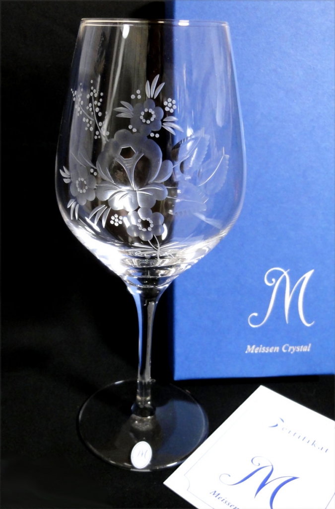 Meissen Crystal マイセンクリスタル ブルーオーキッド ワイングラス 2 