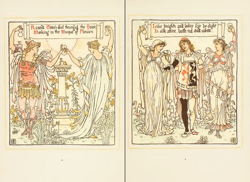 ウォルター・クレイン 夏の女王、あるいは百合と薔薇の騎馬試合 1891 