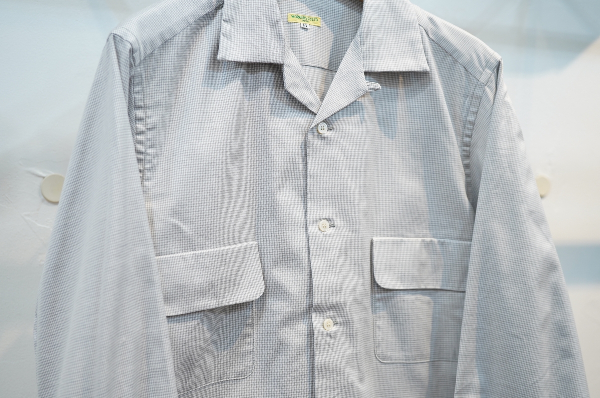 WORKERS ワーカーズ ノーカラー シャツジャケット 38 Workers（ワーカーズ）さんの、上品さが素敵な千鳥格子オープンカラー
