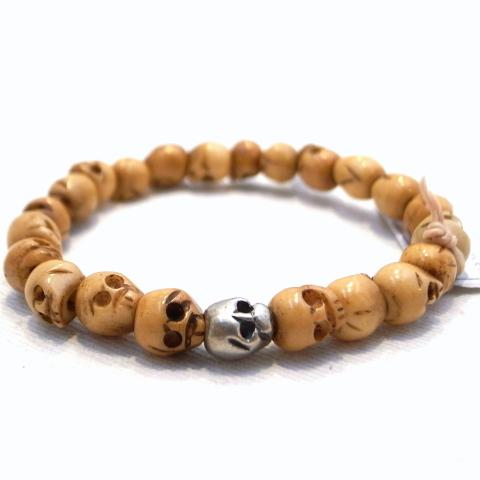 M.Cohen Braceltet Lava Skulls Natural  Sliver