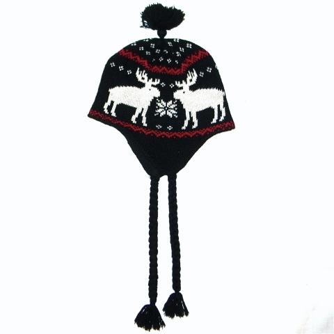 WHO.A.U Icicle Ear Skully Hat Black