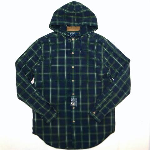 Polo by Ralph Lauren Hooded L/S Shirt Navy  Green  Yellow