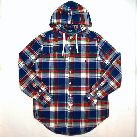 Polo by Ralph Lauren Hooded L/S Shirt Navy  Red  Green