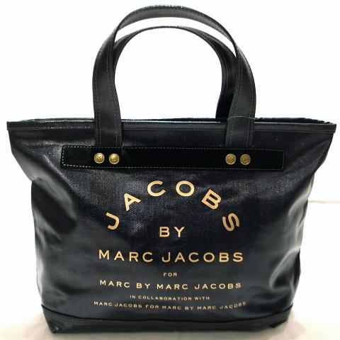 Marc Jacobs Denim Tote Bag Black  Gold