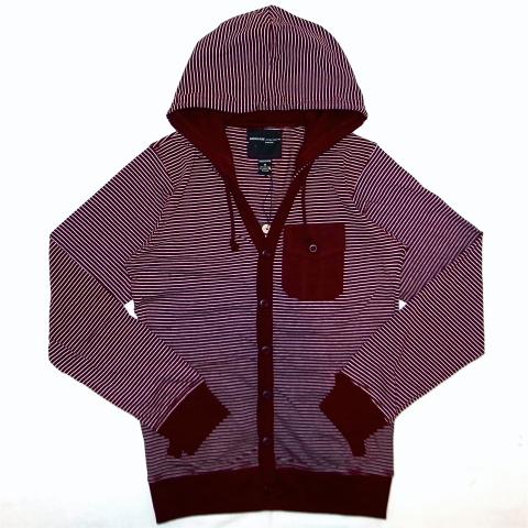 Smoke Rise Hooded Cardigan Burgundy  White