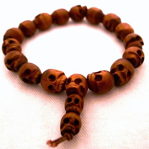 Wood Skull Bracelet Brown No.19