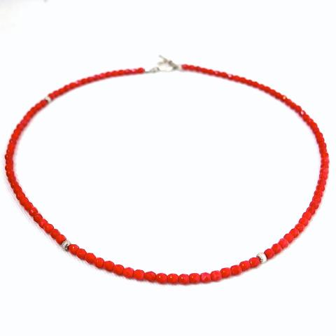 Stone Necklaces Red  Sliver