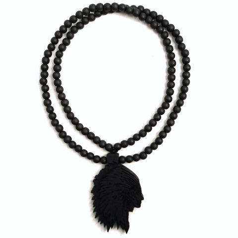 Wood Indian Necklaces Black