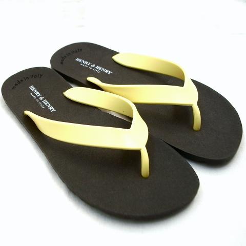 Henry & Henry Flipper Sandal Dark Brown  Yellow