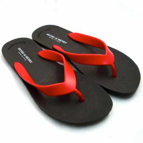 Henry & Henry Flipper Sandal Dark Brown  Red