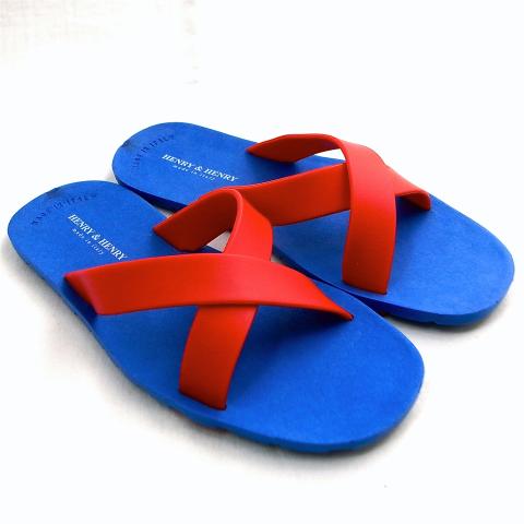 Henry & Henry Cross Sandal Blue  Red