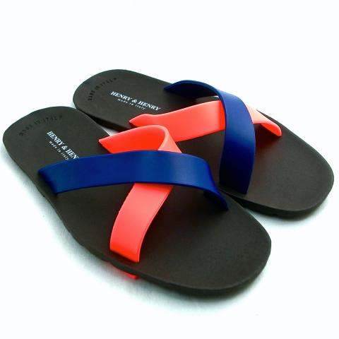 Henry & Henry Cross Sandal Dark Brown  Blue  Pink