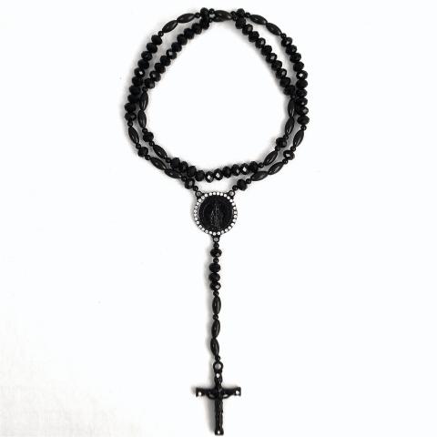 Crystal Stone Rosary Chain No.37 Black