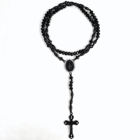 Crystal Stone Rosary Chain No.38 Black