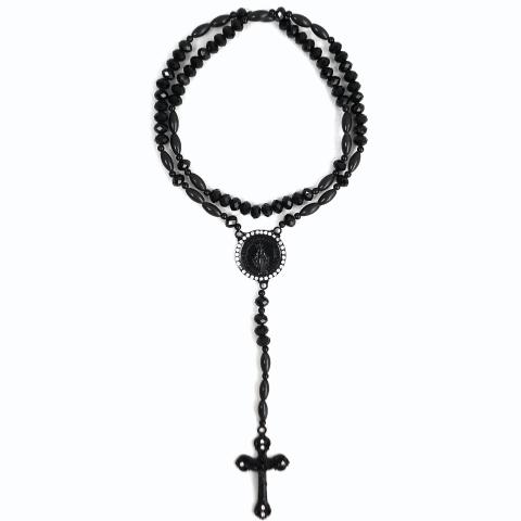 Crystal Stone Rosary Chain No.39 Black