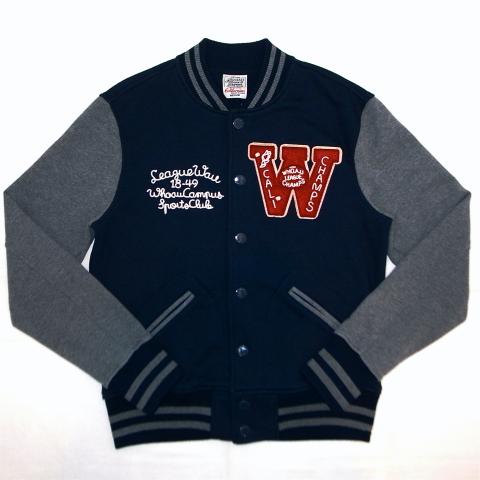 WHO.A.U Sweat Stadium Jacket Navy  Gray