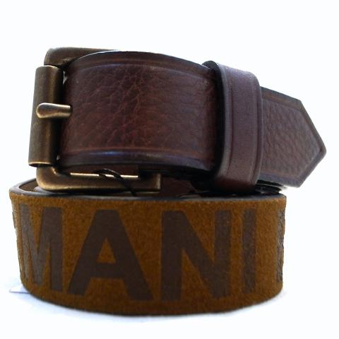 Armani Exchange Leather Belt 20th Anniversary Brown