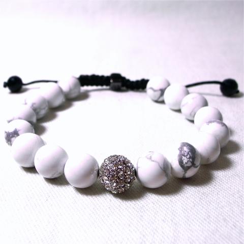 Chambala Bracelet White Marble  Silver No.54