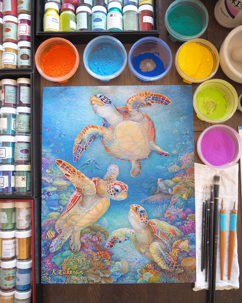 美ら亀三姉弟 | 瑞慶覧かおり フレスコ画