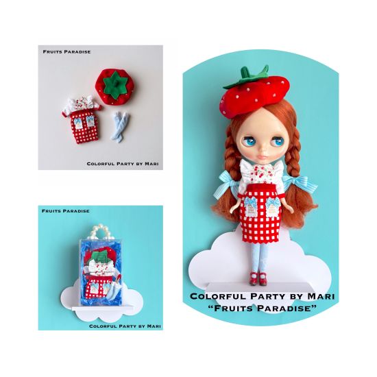 ブライス 撮影用リバーシブルドアオブジェ ローズ 可愛いおまけ5点小物付