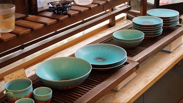 京焼 清水焼 晋六窯 辻勘之作 深緑釉 重盃 四客