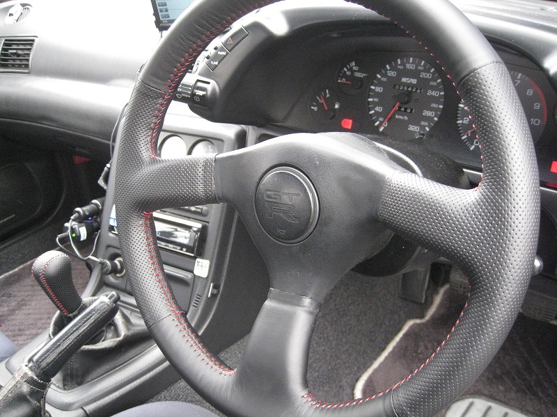 BNR32ステアリング　後期　張り替え済み R32 スカイライン純正 ステアリング 日産 スカイライン GT-R R32