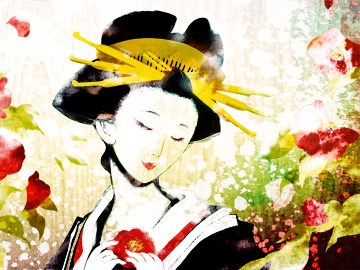 日本画 イラスト 手書き 人物 舞妓 着物 kimono 絵 水彩画 日本画 イラスト 手書き 人物 舞妓 着物 kimono 絵 水彩画