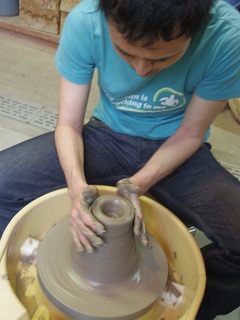 on a potters wheel