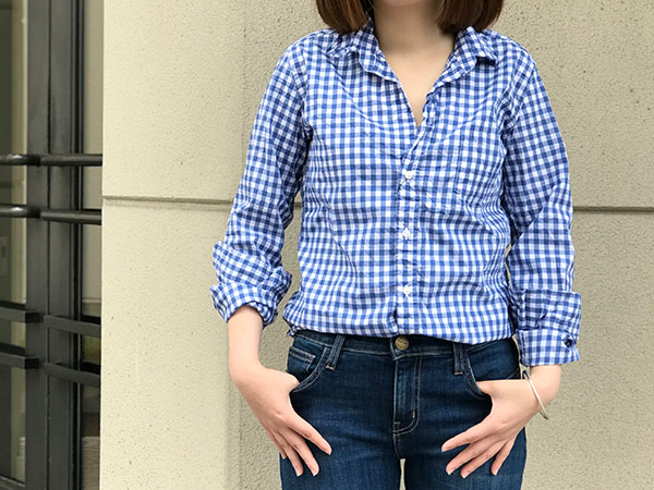 未使用Frank & Eileen 長袖シャツ XXS／Eileen フランクアンドアイリーン 長袖シャツ ネイビー Frank&Eileen(フランク