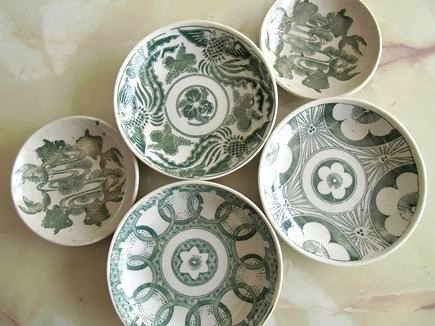 瀬戸焼 青華園製中皿 10枚 15cm 明治～大正期 瀬戸焼 青華園製中皿 10
