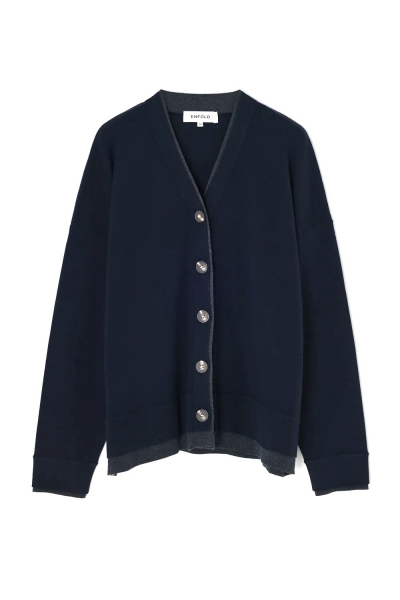 美品 ENFOLD 2024SS タックカーディガン ジャケット ネイビー ENFOLD | midas