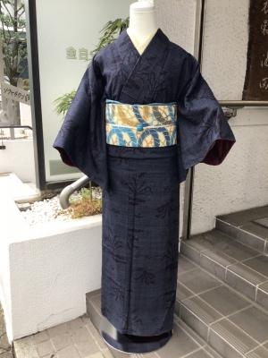 結城紬に型染めの名古屋帯 | 時代布池田ブログ