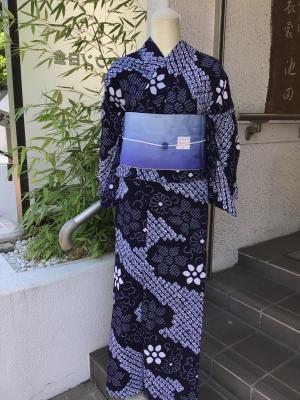 絞り　浴衣 浴衣コーデ】絞り浴衣と博多織の半幅帯 | りこの着物で可愛く私